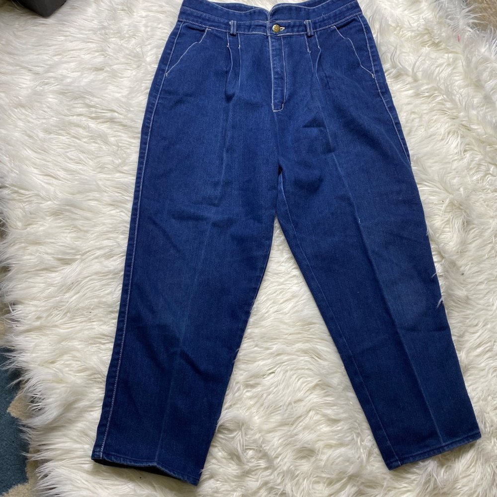 Vintage Jeans 80s P.S. Gitano‎ Womens 16 High Waisted Mom Dark Wash Denim Retro